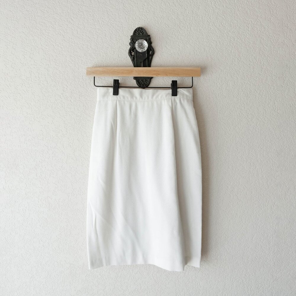 Vintage Diana Hartman Skirt Size 4 White High Waist Midi Pencil Made in USA